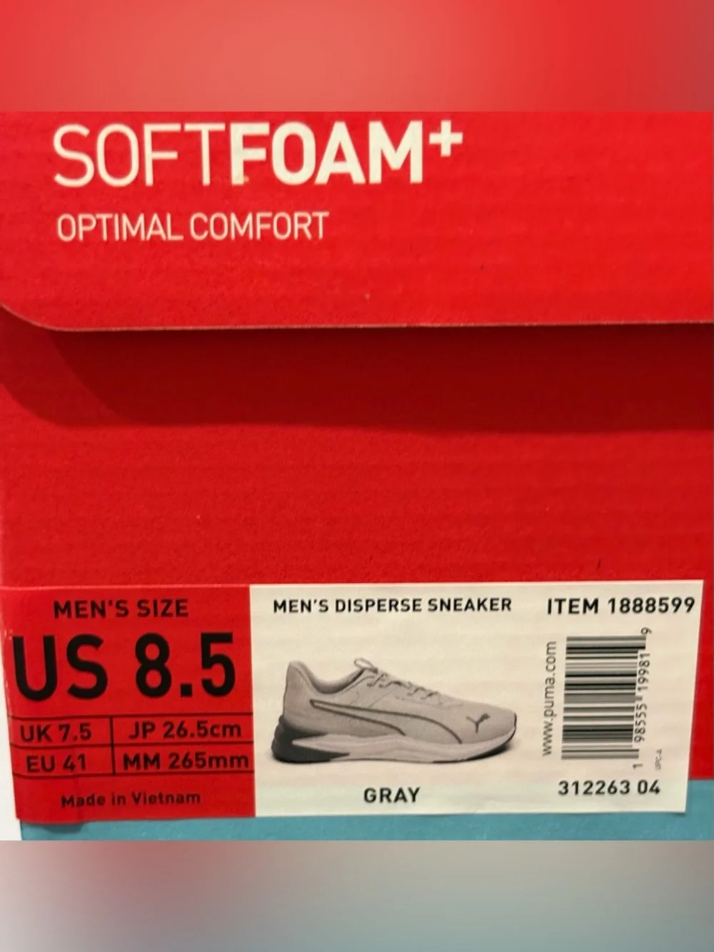 Men’s PUMA Disperse Sneaker Gray Light Weight Athletic Running Shoes‎ 8.5 new